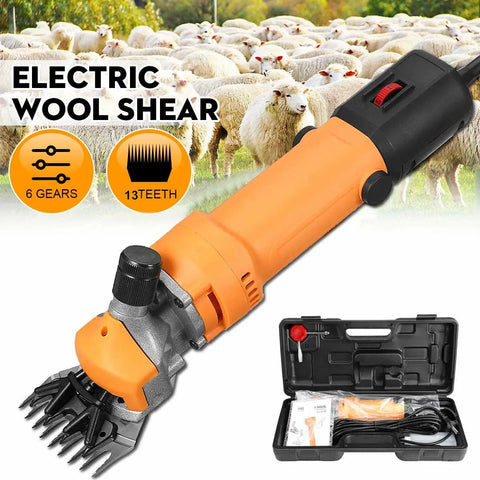 2500W 6-Speed Electric Sheep Goat Shearing Machine 220V Trimmer Tool 13-Tooth Wool Clippers with Box