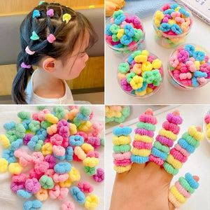 100pcs Colorful Elastic Hair Ties Ponytail Holders Rubber Bands Small Scrunchies for Kids Hair Accessories
