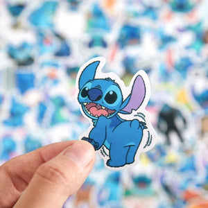 100pcs Cute Anime Stitch Stickers for Laptop, Skateboard, Guitar, Motorcycle - Kawaii Cartoon Decal Pack for Kids