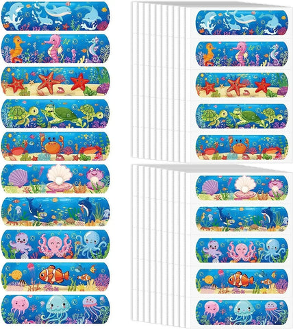 50pcs Waterproof Breathable Cartoon Band-Aids, Elastic Colorful Plasters for Kids