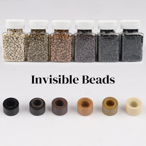 1000pcs 5mm Silicone Micro Beads for I Tip Hair Extensions, Microlink Hair Extension Beads, Premium Lined Beads Tool