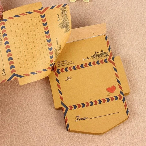 45 Retro Vintage Kraft Paper Mini Envelopes Set - Cute Kawaii Cartoon Stationery
