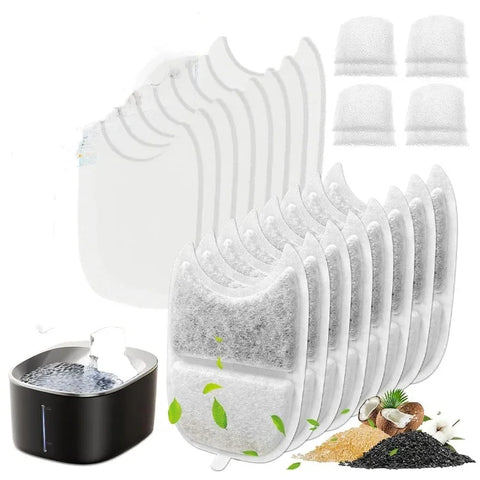 8-Pack Replacement Filters & Sponges for 4L Stainless Steel Cat Water Fountain