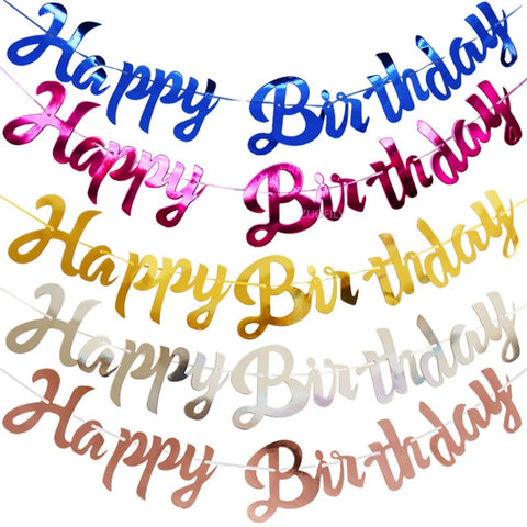Gold Silver Blue Metallic Birthday Banner - Party Decor for Events & Celebrations