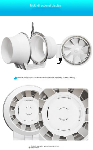 "Inline Duct Extractor Fan 3-6 Inch Low Noise Hydroponic Kitchen Grow Room Ventilation Exhaust"