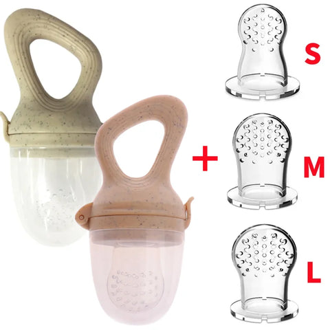 5-in-1 Baby Fruit Feeder & Teething Pacifier Set - Silicone Mesh Bag for Fruits & Vegetables, Nursing Toddler Nipple Teether Toy