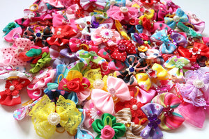 100-Pack Handmade Dog Hair Bows for Grooming & Parties Accessories