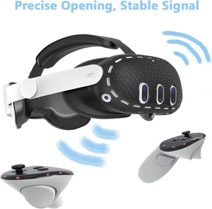 10-in-1 Silicone Controller Case for Meta Quest 3/3s, Grip Protector & Battery Cover, VR Headset Accessories