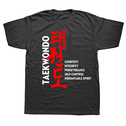 Funny Taekwondo Martial Arts Graphic Cotton T-Shirt Short Sleeve Summer Style Men's Clothing