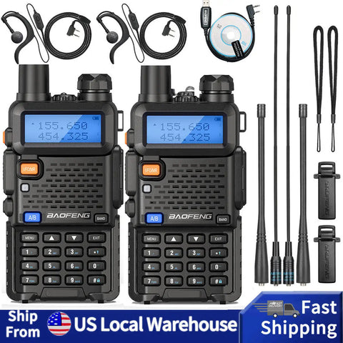 2pcs Dual Band VHF UHF Two-Way Radio Walkie Talkie Long Range 128CH VOX Handheld Transceiver Ham Radio