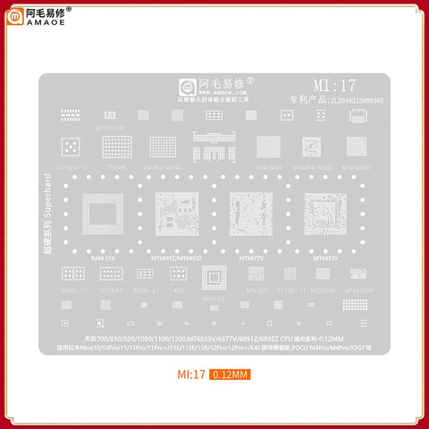 BGA Reballing Stencil Compatible with Redmi Note10 12Pro Poco X3 M3 Pro M4 CPU Tin Planting Net
