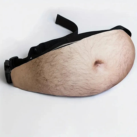 Funny Dad Bod Fanny Pack Beer Belly Waist Bag Travel Shoulder Pouch Flesh Color Novelty Money Belt Bum Bag for Women