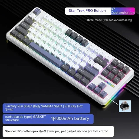 87-Key RGB PBT Wireless Mechanical Gaming Keyboard 2.4G/USB/Bluetooth