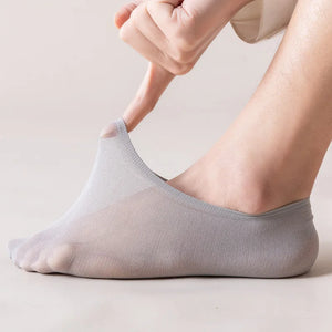 10 Pairs Men's Invisible Non-Slip Silicone Liner Socks, Breathable Thin Nylon No Show Loafers for Summer