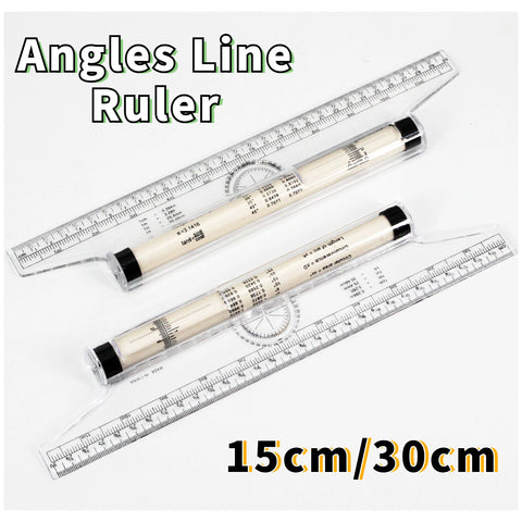 Angles Line Ruler 15cm & 30cm Multi-Function Metric Drawing Tool Clear Roll & Parallel Rolling Ruler