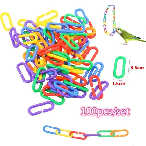 Bird Cage Toy Set 100pcs - Colorful Chew Toys & Decor for Parrots