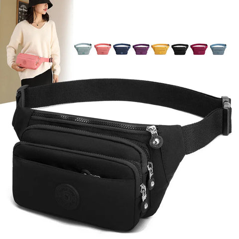 2024 Nylon Waist Bag Fanny Pack - Solid Color Crossbody Chest Belt Packs