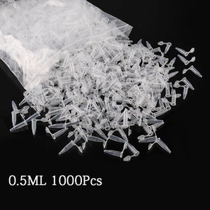 1000pcs 0.5ml Transparent Mini Plastic Test Tubes - Lab Centrifuge Containers