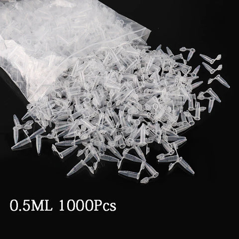 1000pcs 0.5ml Transparent Mini Plastic Test Tubes - Lab Centrifuge Containers