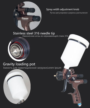 1.3mm Upper Pot Spray Gun for Auto, Furniture, Leather, and Metal - High Atomization, 6800 Gravity Pneumatic Tool