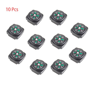 10-Pack Mini Wristband Compass Set - Portable Outdoor Hiking Camping Survival Navigation Tool