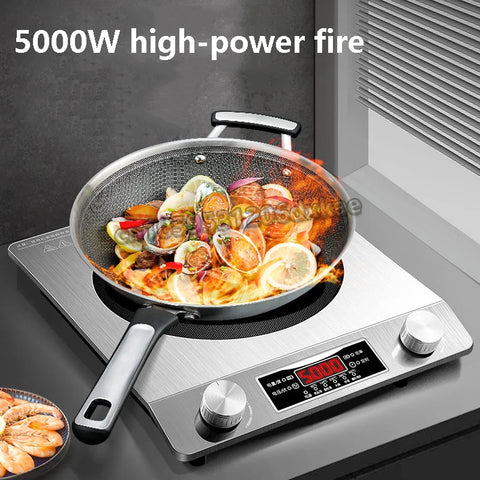 5000W High-Power Commercial Induction Cooker, Portable Desktop Cooktop for Home, Kitchen, Canteen, Milk Tea Shop