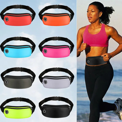 Black Sports Fanny Pack Waist Bag for Running, Gym, Phone Holder - Unisex Fitness Accessory
