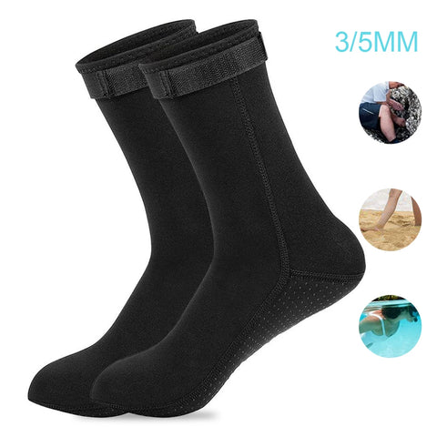 5mm Neoprene Socks 3mm Wetsuit Shoes Non-Slip Swim Fins Beach Booties Warm Snorkeling Diving