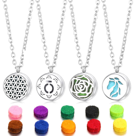 12mm Spiral Stainless Steel Aromatherapy Necklace Essential Oil Diffuser Flower Locket Pendant for Women