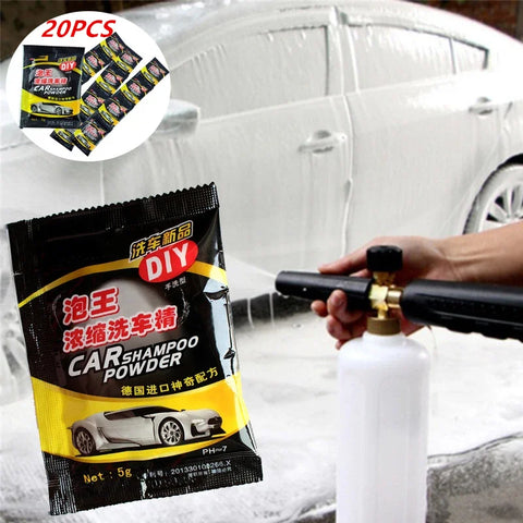 20pcs Car Wash Powder Shampoo Kit - Paint Care, Foaming Soap, Windshield Cleaning Accessories