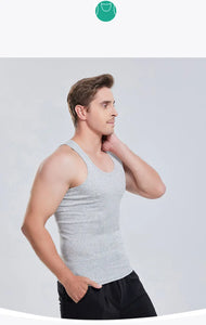 Men's Seamless Sleeveless 100% Cotton Undershirt, Large Size O-Neck, Soft Breathable Summer Singlet T-Shirt