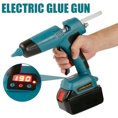 Electric Glue Gun for 21V Lithium Battery, Fits 11mm Glue Sticks, Household Digital Display, DIY Tools