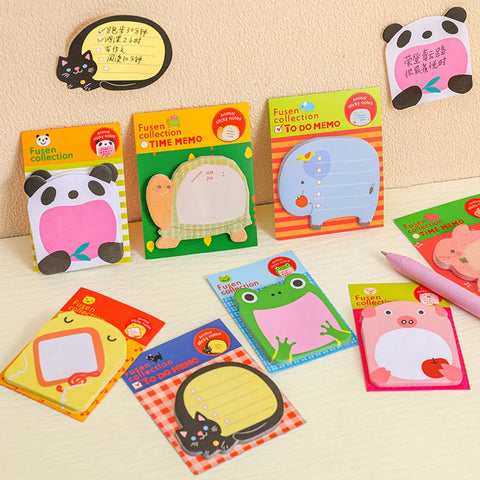 10pcs Cute Cartoon Animal Sticky Notes Notepad Memo Pads for School Office Supplies