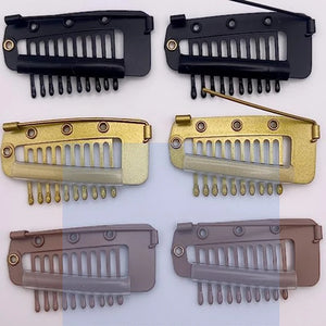 10-50pcs Hair Extension Clips 3.6cm, 10 Teeth Snap Clips with Safety Pin for Weft