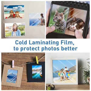 10 Sheets A4 Holographic Transparent Self-Adhesive Cold Laminating Film for Crafts and Photos - Stars & Dots Pattern