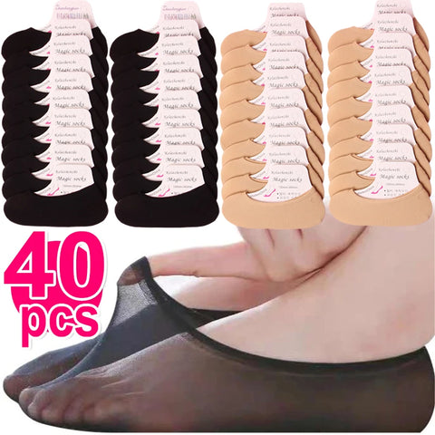20 Pairs Women's Transparent Invisible Boat Socks Footsies Liner for Flats Trainers Ballerina Slippers