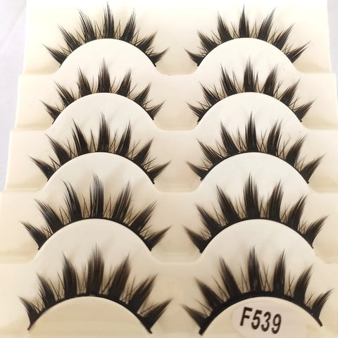 5-Pack Cat Eye False Lashes Set for Glam Makeup & Cosplay