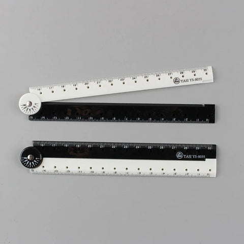 Folding Ruler Black White – Graphic Student Stationery, 1pc Art Tool for Creative Learning Supplies