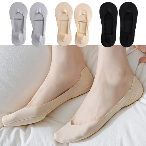 3 Pairs Women's Invisible Non-Slip Boat Socks Breathable Silicone Liner for High Heels