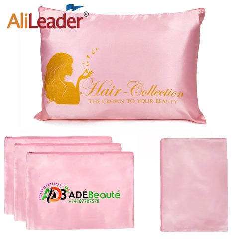 10 Satin Wig Bags for Hair Extensions, 35x25cm Silk Storage with Zipper