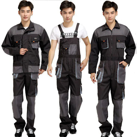 Durable Mechanic Welding Jumpsuit, Multi-Pocket Protective Work Bib Overalls, Auto Repair Coverall