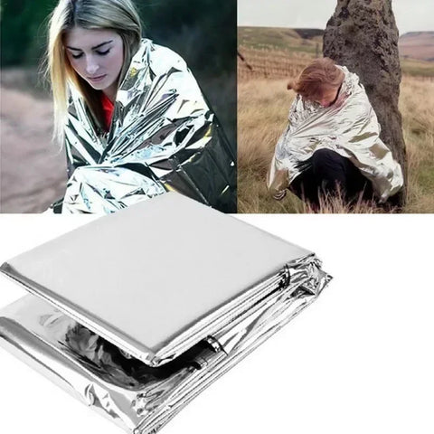 160x210cm Outdoor Survival Emergency Thermal Blanket - Disaster Relief, Camping Foil Rescue Gear