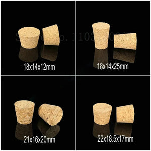 100pcs Wooden Cork Stoppers for Lab Test Tubes 7.5mm-30mm Assorted Sizes