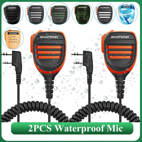 2 Pack Walkie Talkie Speaker Mic Waterproof PTT Compatible with Uv-5rh Dm-1701 Uv-17 Uv-k5 Uv-k6 Uv18 Pro Radio Accessories