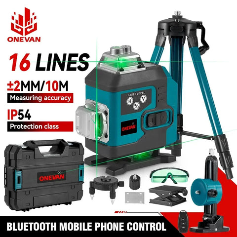 16-Line Green Laser Level 360° Self-Leveling Horizontal Vertical with Li-ion Battery