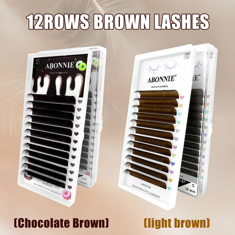 Brown Mink Eyelash Extensions 8-15mm Natural Dark False Lashes Set