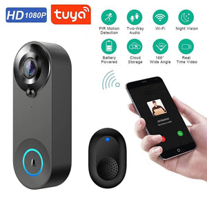 1080p Wireless Video Doorbell Camera, WiFi Smart Home Security, Motion Detect, Night Vision, Tuya Intercom