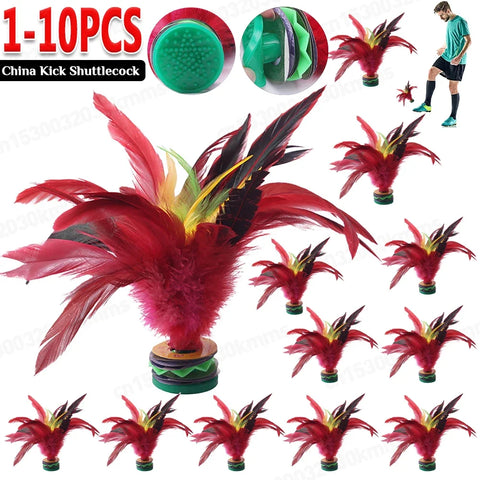 10-Pack Colorful Feather Jianzi Shuttlecocks 20cm – Portable Fitness Kick Game for Fun & Exercise