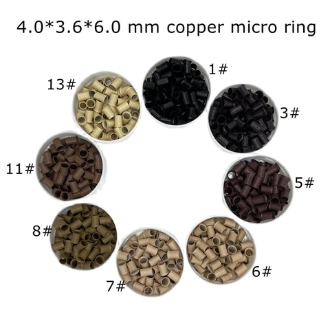 2000 Pcs Copper Micro Ring Beads 4.0x3.6x6.0 for Hair Extensions Accessories