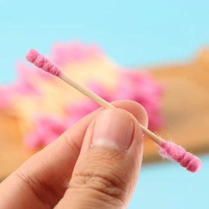 100-Pack Pink Dual Tip Cotton Swabs for Makeup & Ear Cleaning